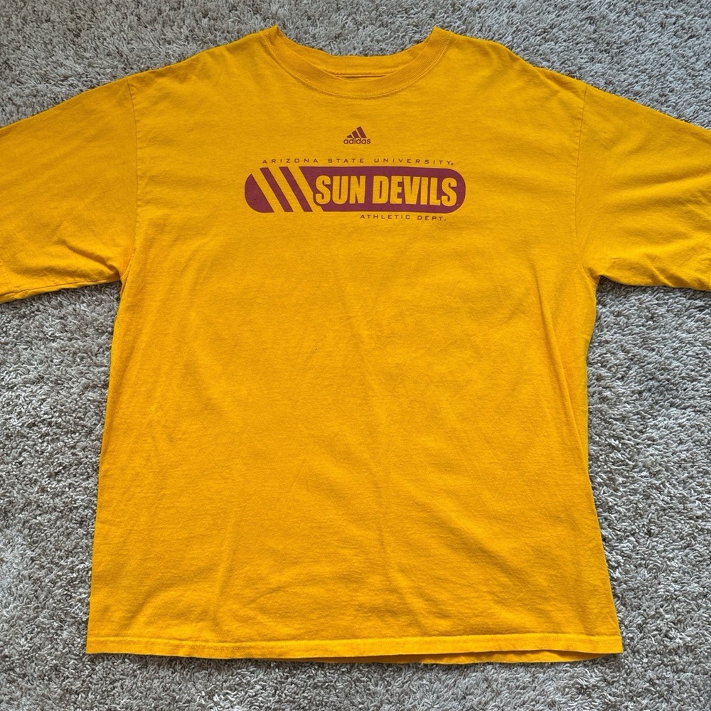 Y2K VINTAGE Adidas ARIZONA‎ STATE UNIVERSITY SUN DEVILS T-SHIRT MEN's YELLOW XL